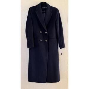 New Lauren Ralph Lauren Longline Wool Blend Double Breast Coat In Navy Sz 2 $330
